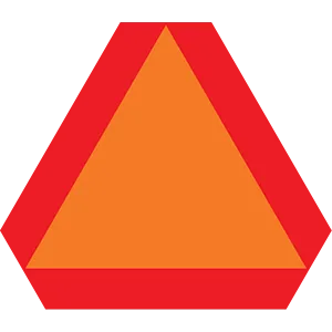 An orange and red triangular sign on a vehicle always means: