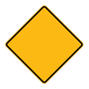 A yellow and black diamond-shaped sign: